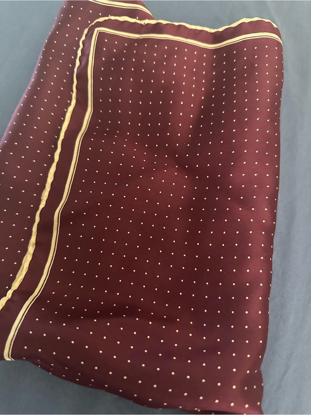 Men's Maroon Polka Dot Pocket Square with Cream Border,